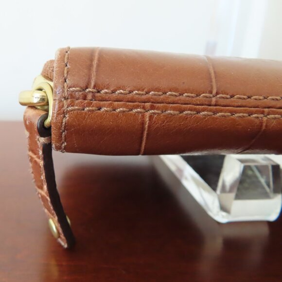 COACH Madison Accordion Zip Wallet Crocodile Embossed Leather Toffee EUC 44412 - Picture 5 of 7